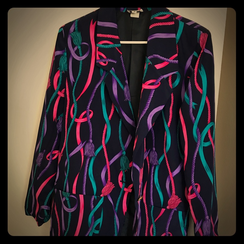 Vintage Purple blazer w/ pink, teal, &purple ropes